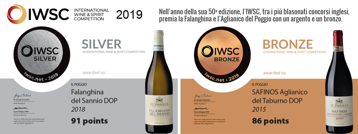 IWSC 2019: argento e bronzo per Falanghina e Aglianico